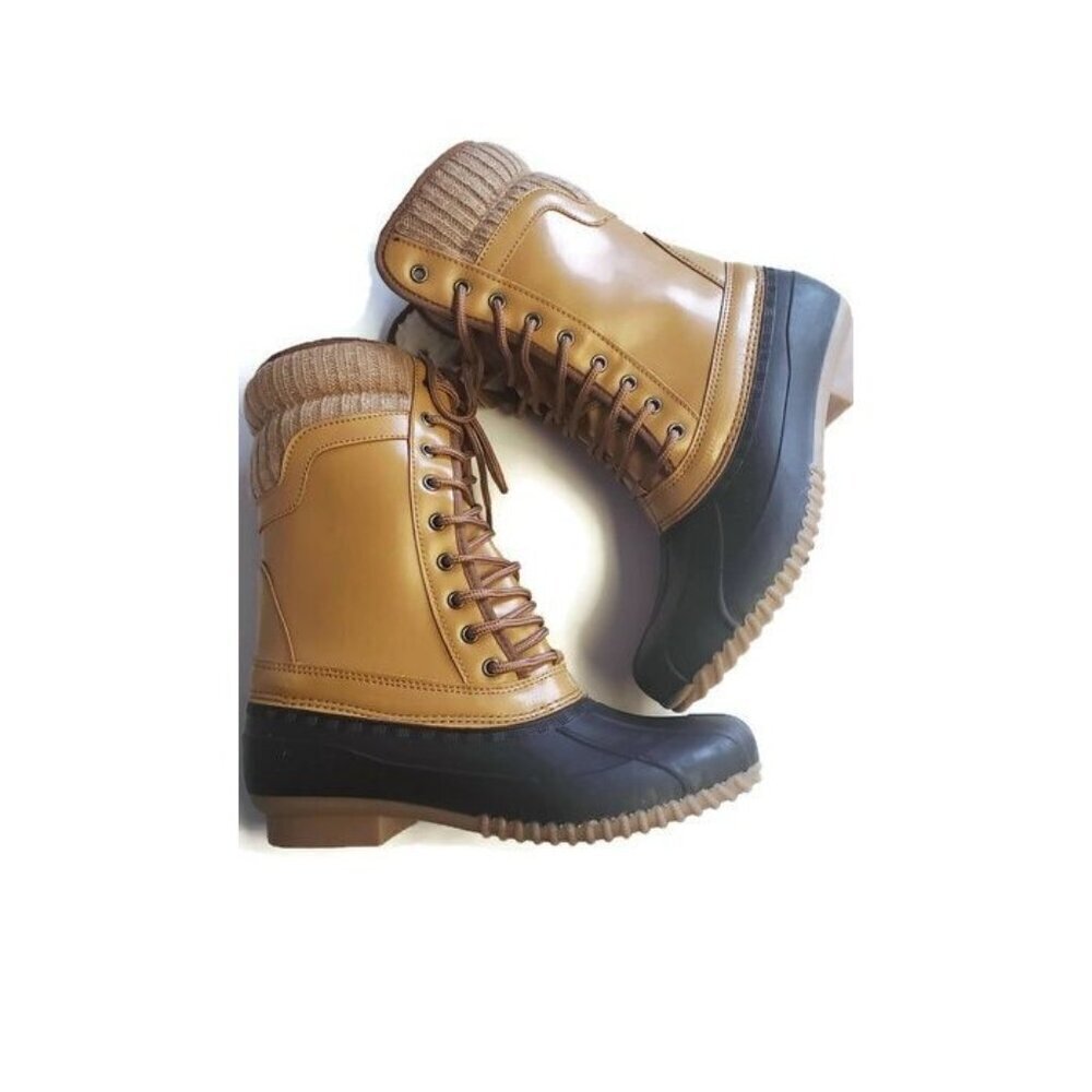 Sociology Maze All Weather Boots With Knit Cuff Tan Womens Size 7